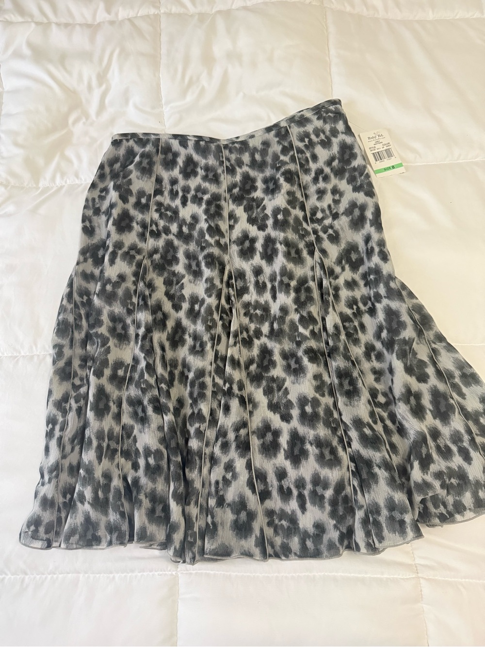 Ruby Rd. Gray & Black Leopard Print Circle Skirt